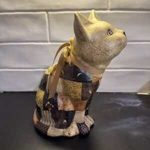 VINTAGE 1960S Cat Kitten Rare Unique Over 9" Tall DECOPAGE Browns & Beiges Patch